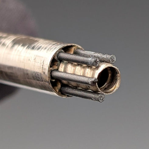 1974 British Yard O' Red Sterling Silver Push-Pull Pencil in Case