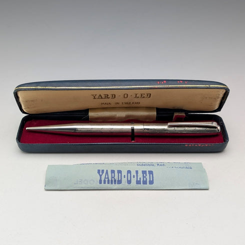 1975 British Yard O' Red Sterling Silver Push-Pull Pencil in Case