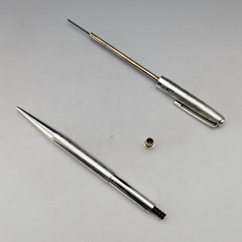 1975 British Yard O' Red Sterling Silver Push-Pull Pencil in Case