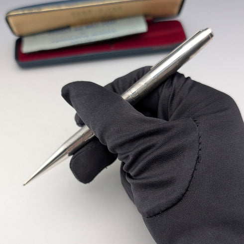 1975 British Yard O' Red Sterling Silver Push-Pull Pencil in Case