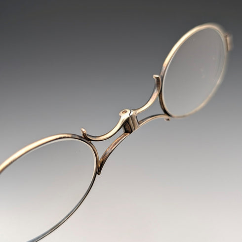 美國古董純銀鍍金細節裝飾便攜式折疊眼鏡 Ronniet