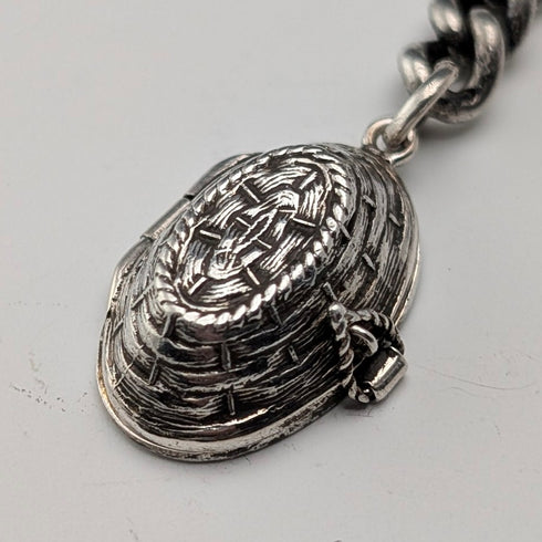 1909 British antique sterling silver Albert chain 50g basket fob