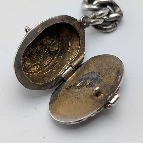 1909 British antique sterling silver Albert chain 50g basket fob