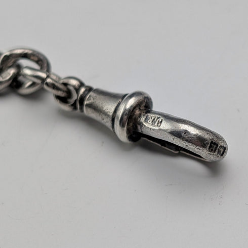 1909 British antique sterling silver Albert chain 50g basket fob