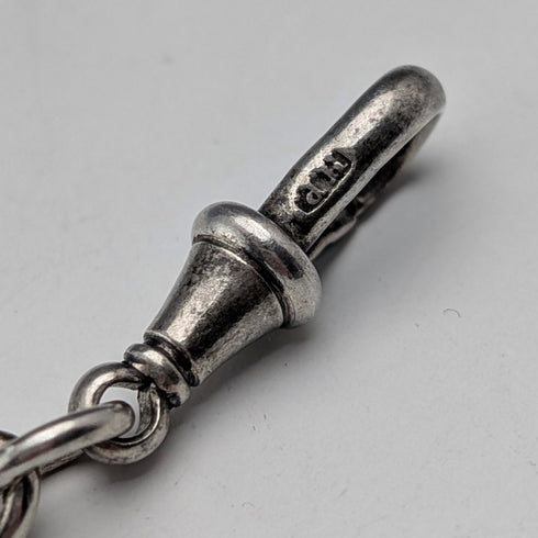 1912 British antique sterling silver Albert chain 50g hedgehog fob