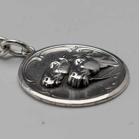 約 1900 年英國古董純銀阿爾伯特鏈 51g 馬勳章鏈