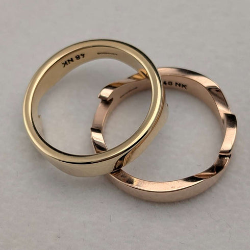 北欧Georg Jensen 2連フュージョン K18ゴールドリング 8.8g(9-10号) 指輪 ケース付
