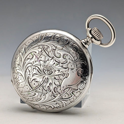 1923年頃 アンティーク ロンジン 懐中時計 銀側ハーフハンターケース 動作良好