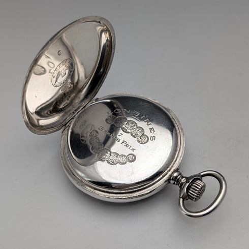 1923年頃 アンティーク ロンジン 懐中時計 銀側ハーフハンターケース 動作良好