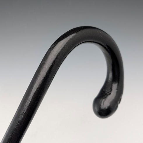 1929年 英国ヴィンテージ ブラックシャフト 曲がりハンドル 純銀装飾 ステッキ 杖 85cm