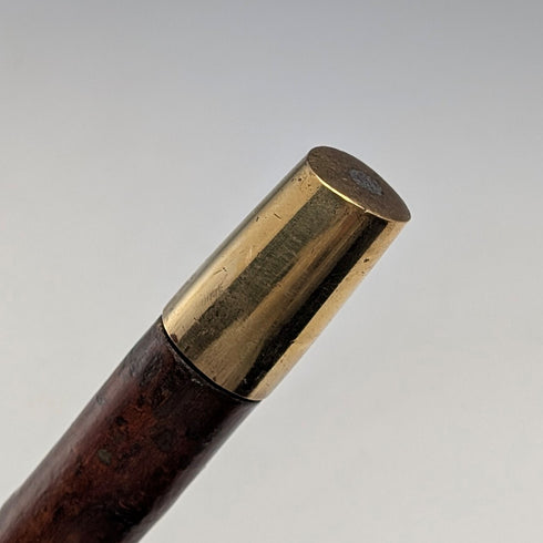 1899年英國古董棕色軸,彎曲手柄,純銀裝飾,手杖,85厘米