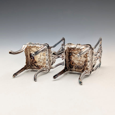 1975 British vintage sterling silver miniature pair of chairs, 21g, David Hollander & Son