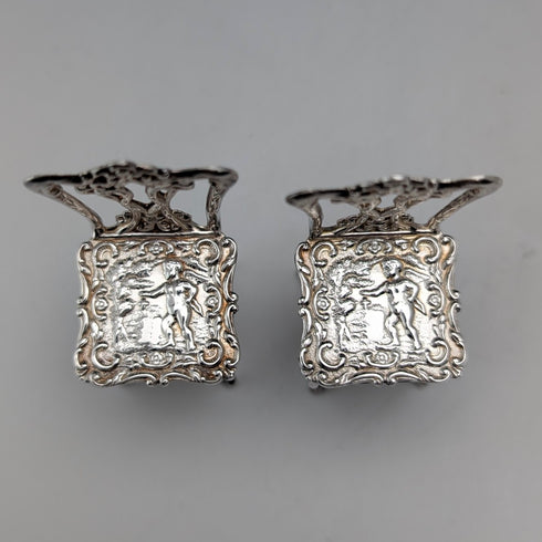 1975 British vintage sterling silver miniature pair of chairs, 21g, David Hollander & Son