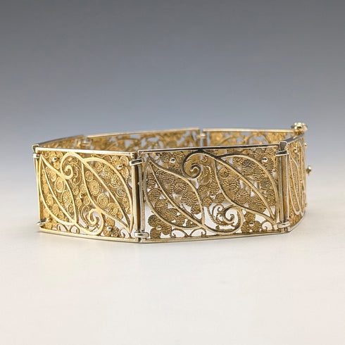 Vintage 835 Silver Gold Plated Filigree Bracelet