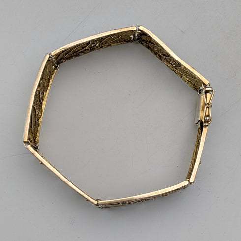 Vintage 835 Silver Gold Plated Filigree Bracelet