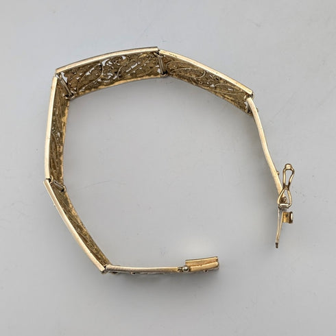 Vintage 835 Silver Gold Plated Filigree Bracelet