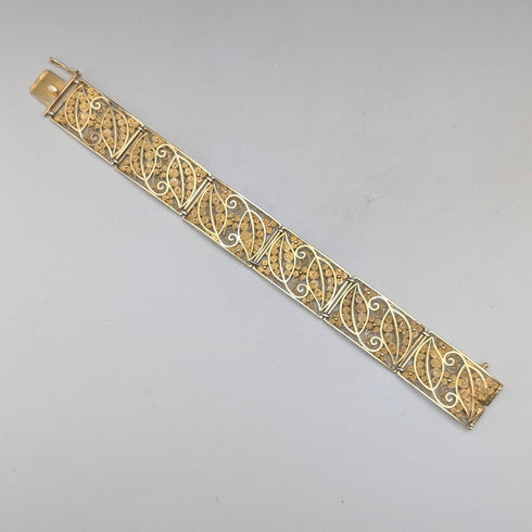 Vintage 835 Silver Gold Plated Filigree Bracelet