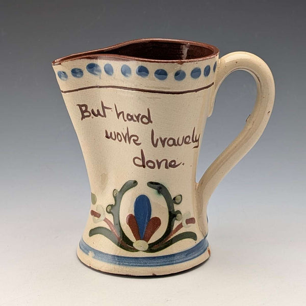 Antique British Mottoware Jug, Beige