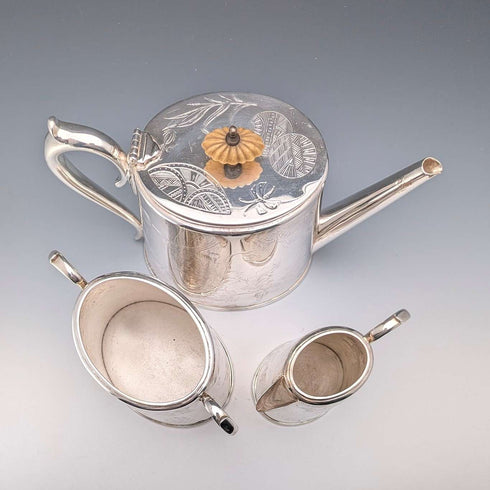 古董英國銀盤茶具,3 件套,GRAINGER & CAMPBELL
