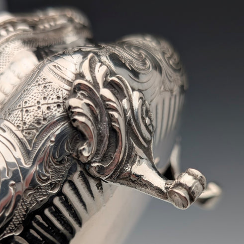 Early 20th century German antique 800 silver floral decoration large box 372g