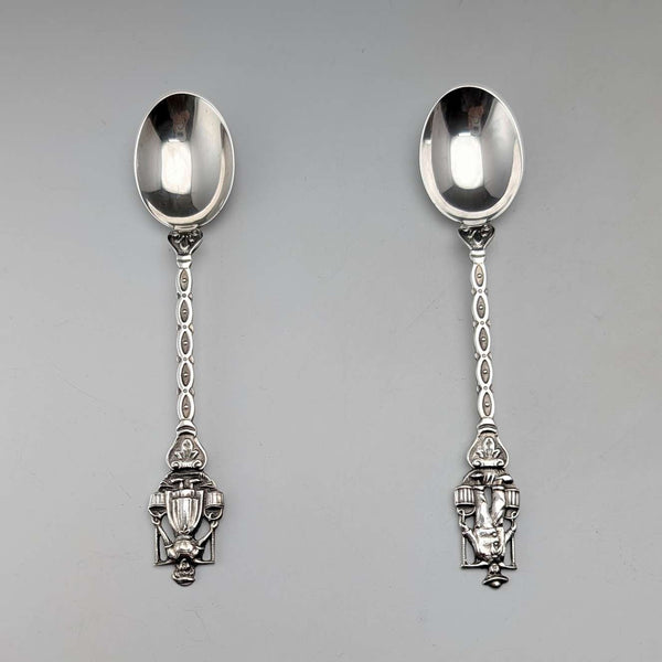 1967 Dutch Vintage Continental Silver Teaspoon Pair, Total 22g