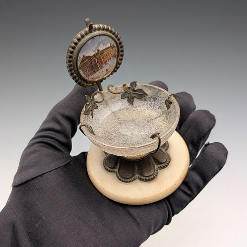 アンティーク オルモル&ガラス製 懐中時計ホルダー アクセサリートレイ