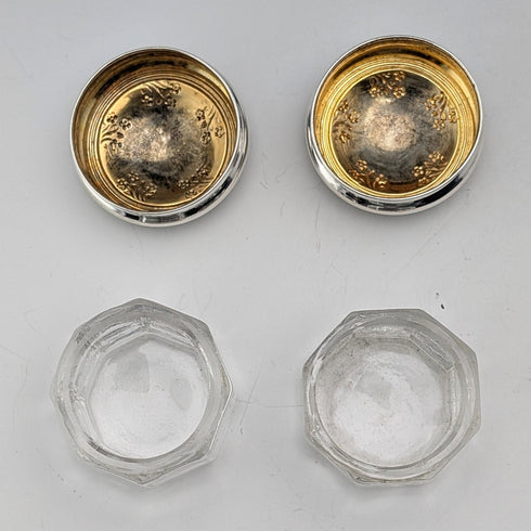 1916 年英國古董銀蓋迷你玻璃罐一對 Jones & Crompton