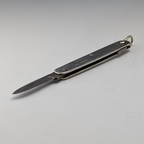 1941年 英国ヴィンテージ 純銀ハンドル スチールブレード 折りたたみナイフ William Needam