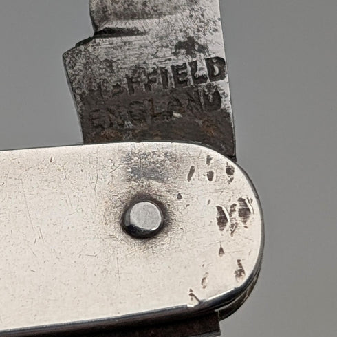 1941年 英国ヴィンテージ 純銀ハンドル スチールブレード 折りたたみナイフ William Needam