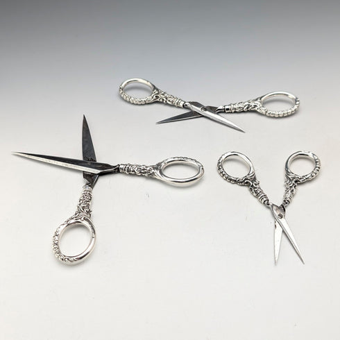 1902 古董純銀手柄縫紉剪刀 3 件套 Levi&Salaman