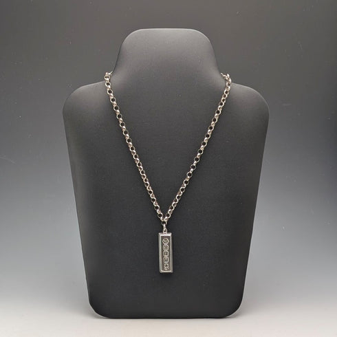 1977年 英国 ブリタニアシルバー製 ジュビリーインゴットペンダント&極太純銀製チェーン 計45.5g