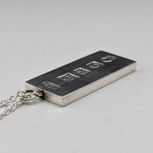 1977年 英国 純銀製 ジュビリーインゴットペンダント&純銀製チェーン 計19.3g RPB