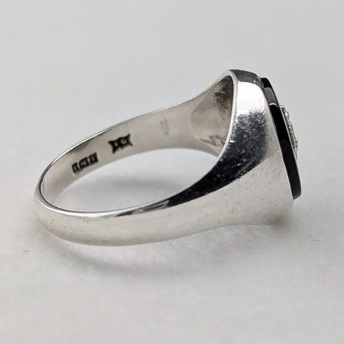 1987年 英国ヴィンテージ 純銀製シグネットリング オニキス(20号) 指輪