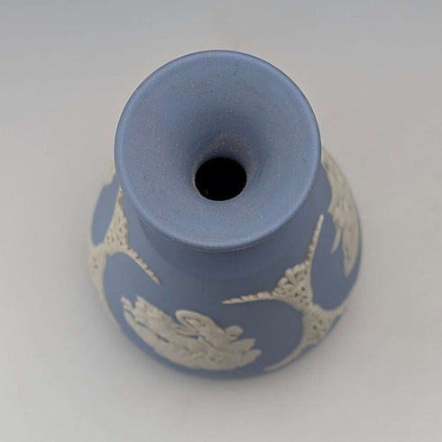 British vintage Wedgwood Jasperware vase in pale blue