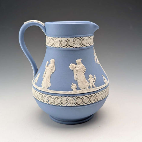 British Vintage Wedgwood Jasperware Water Jug in Pale Blue