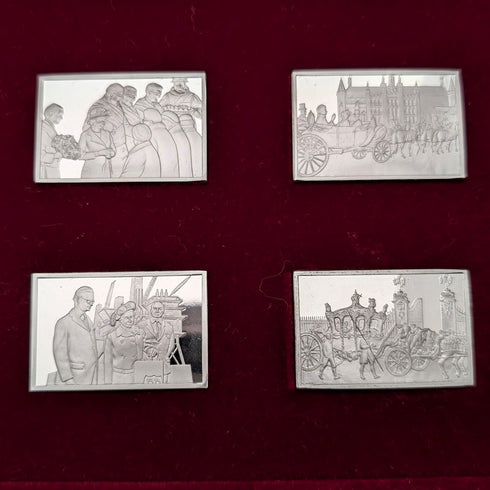 1977 年英國純銀禧年錠,25 件套,總重 641 克,木盒包裝,John Pinches