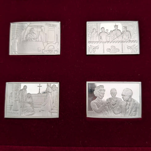 1977 年英國純銀禧年錠,25 件套,總重 641 克,木盒包裝,John Pinches