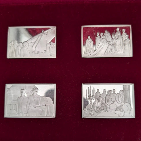 1977 年英國純銀禧年錠,25 件套,總重 641 克,木盒包裝,John Pinches