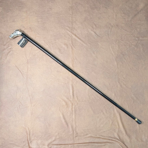 【新品】イタリア製 純銀製クロコダイルヘッドハンドル シャフト ステッキ 杖 89cm