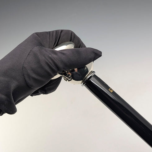 【新品】義大利製造純銀蛙柄黑軸手杖92cm