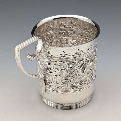 1900 年英國古董銀盤馬克杯 JP&S