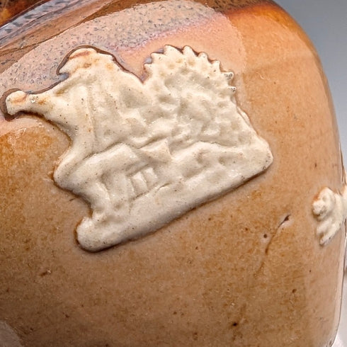 1900年頃 英国アンティーク 純銀装飾 陶器製マグカップ&ミニクリームジャグ Mappin&Webb