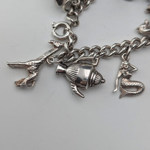 英国ヴィンテージ 純銀製 チャームブレスレット 48g