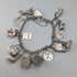British vintage sterling silver charm bracelet, 48g, padlock clasp