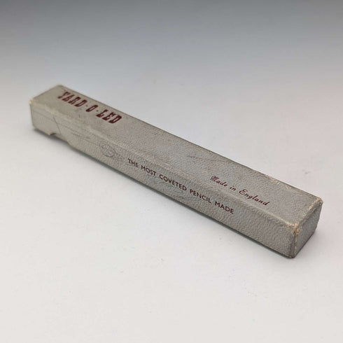 British Vintage Yard O' Red Rolled Silver Push-Pull Pencil Hexagon Paper Box