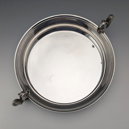 英国ヴィンテージ シルバープレート製 リス装飾 丸型大型ディッシュ Viners