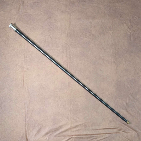 1920年 英国アンティーク ブラックシャフト 純銀製 丸ハンドル ステッキ 杖 88cm Ebenezer Newman