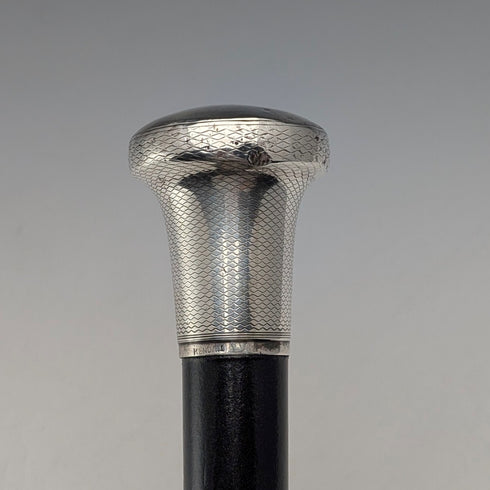 1920年英國古董黑軸純銀圓柄手杖88公分Ebenezer Newman