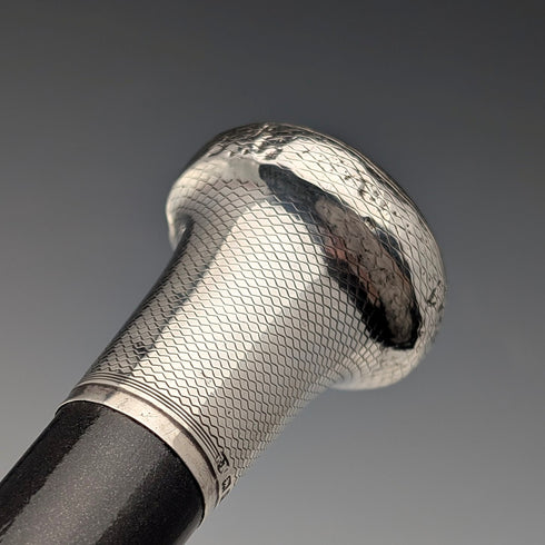 1920年英國古董黑軸純銀圓柄手杖88公分Ebenezer Newman