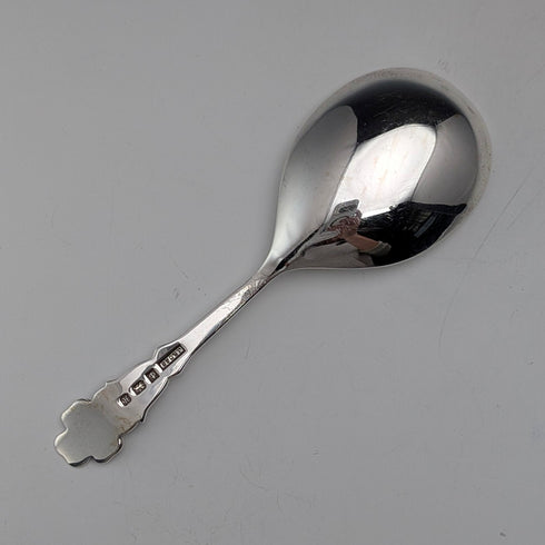 1982年 英国ヴィンテージ 純銀製 ティーキャディースプーン 13g クローバー装飾 J B Chatterley